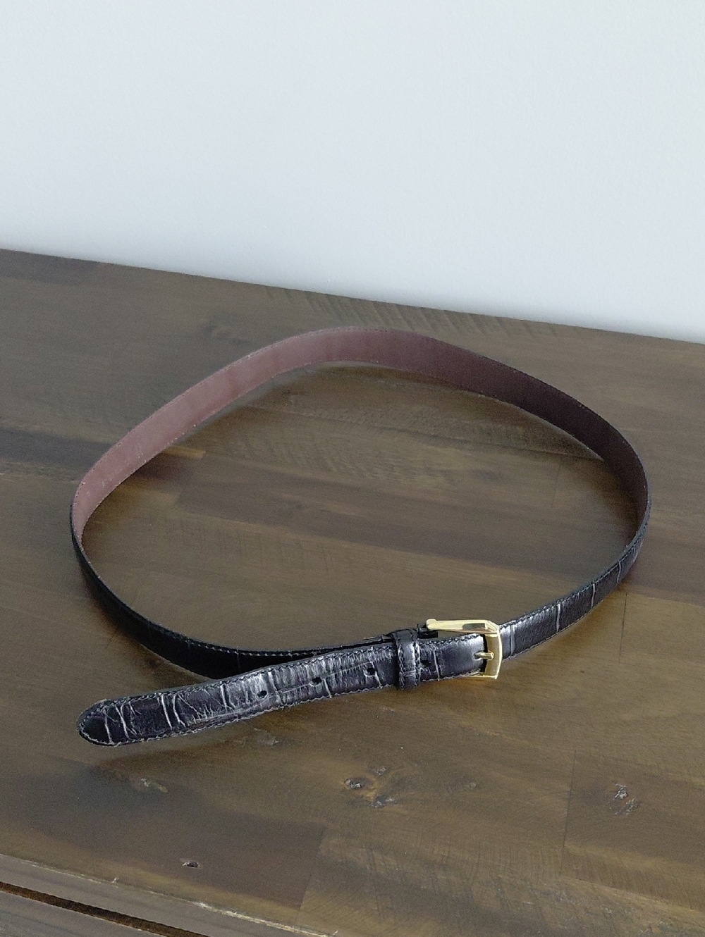 Christian Dior Men’s Black Belt And Gold Buckle Sz 90/36